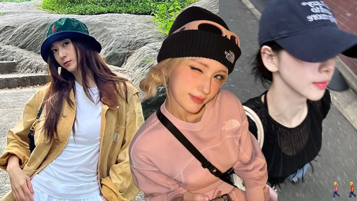 Krystal, Karina và Somi với ba kiểu tóc khác nhau khi diện với các loại mũ