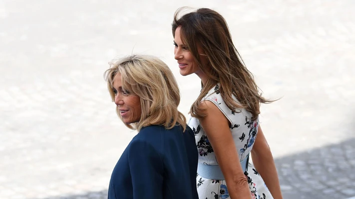 Phu nhân Melania Trump mặc gì khi gặp phu nhân Brigitte Macron? - ELLE