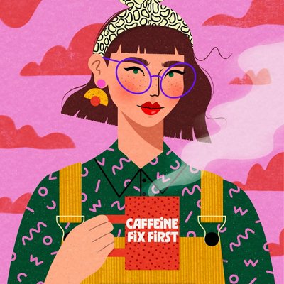 cô gái đang cầm ly cà phê trên tay