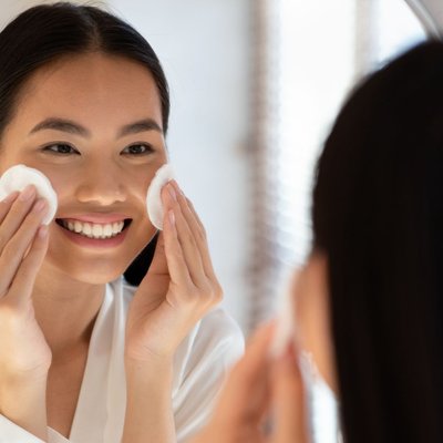 cô gái sử dụng toner