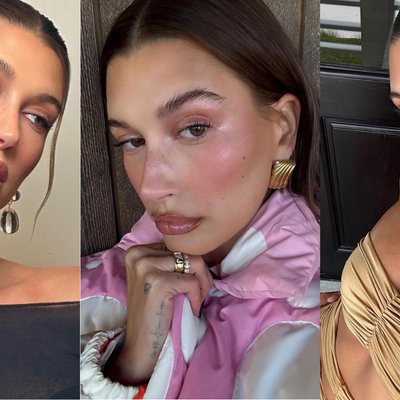 Hailey Bieber trong các layout makeup