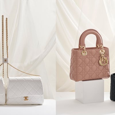 túi xách Chanel màu trắng và Lady Dior